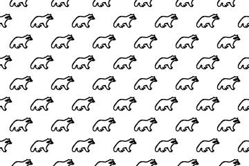 Naklejka premium Seamless pattern completely filled with outlines of raccoon symbols. Elements are evenly spaced. Illustration on transparent background