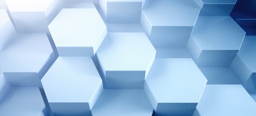 Geometric pattern of hexagons in modern display. Abstract product presentation.