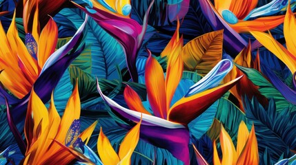  a painting of a bunch of colorful birds of paradise birds of paradise bird of paradise bird of paradise bird of paradise bird of paradise bird of paradise bird of paradise.