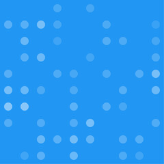 Abstract seamless geometric pattern. Mosaic background of white circles. Evenly spaced big shapes of different color. Vector illustration on blue background