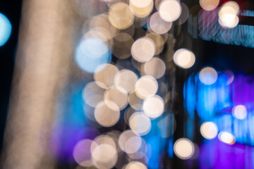 Christmas decorations, lights on city streets, bokeh