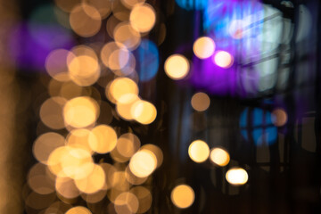 Christmas decorations, lights on city streets, bokeh