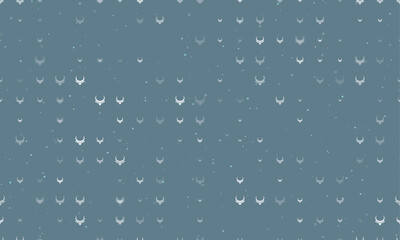 Seamless background pattern of evenly spaced white necklace symbols of different sizes and opacity. Vector illustration on blue grey background with stars