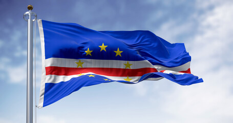 National flag of Cape Verde waving in the wind on a clear day