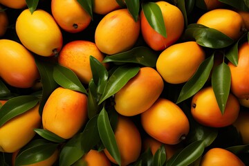 Fresh organic Indian mangoes overhead photo, Tropical Indiai Bangladesh subcontinent summer fruit