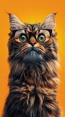 Obraz premium Cat sporting stylish glasses exudes charm with a confident posture. 