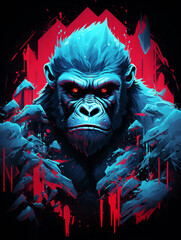 t-shirt design, ice blue (gorilla) retouching, in the style of steelpunk created with Generative Ai