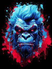t-shirt design, ice blue (gorilla) retouching, in the style of steelpunk created with Generative Ai