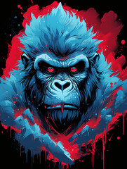 t-shirt design, ice blue (gorilla) retouching, in the style of steelpunk created with Generative Ai