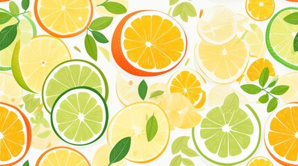  a bunch of oranges, lemons, limes, limes and lime leaves on a white background.