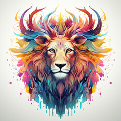 colorful watercolored animal head with dark or bright background