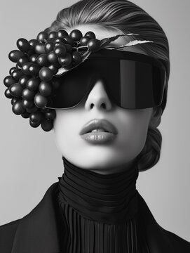 Fruit and woman fashion photoshoot Dreamy surreal compositions