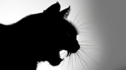 Nocturnal Fury: The Menacing Silhouette of a Stealthy Cat. Generative AI
