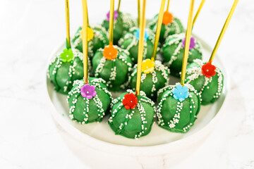 Delicious cactus cake pops for Cinco de Mayo celebration