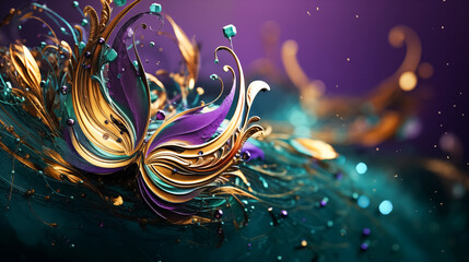 Abstract festive background with elements for Venetian Mardi Gras holiday. Concept for Orleans masquerade, holiday party