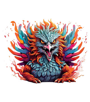 fierce bird monster, very good for ready-to-print t-shirt images