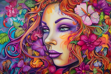 Girl of My Dreams series. Interplay of surreal woman's portrait. Neural network AI generated art