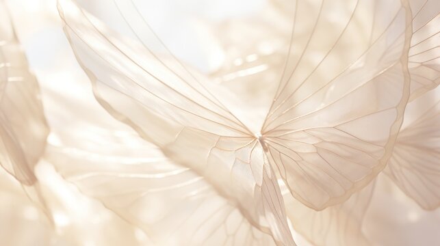 Fototapeta  a close up of a white butterfly on a white background with a blurry image of the wings of a butterfly.
