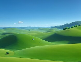 Green land landscape. AI generated illustration