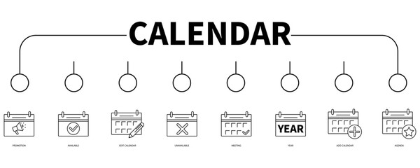 Calendar banner web icon vector illustration concept - obrazy, fototapety, plakaty