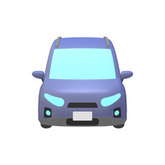 自動車のイラスト素材　デフォルメ　SUV風コンパクトカー　青　ルーフレール有（1_b）