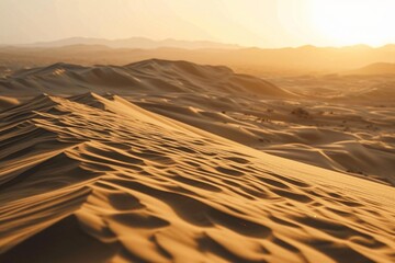 An expansive desert at sunset with neon burnt sienna veins in the sand dunes,