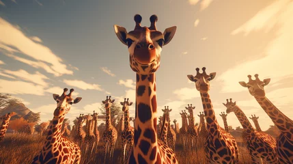 Fotobehang Giraffe Family © alexkich