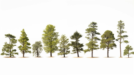 set of big trees on a white background.