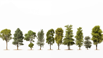 set of big trees on a white background.