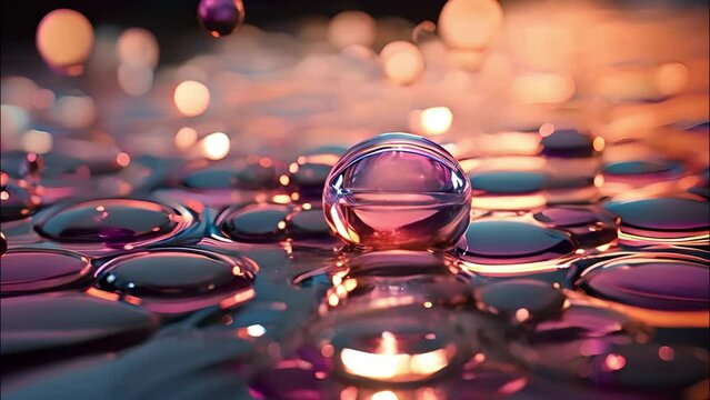 Close Up Of Glass Ball On Table, Reflective Surface With Shiny Sphere