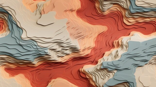 a topographic map background concept, highlighting the paper texture design, an imitation of a geographical map to form a visually appealing seamless pattern. SEAMLESS PATTERN. SEAMLESS WALLPAPER.