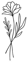 Flower Leaf Line Art | Botanical Bouquet | Elegant Nature Outline