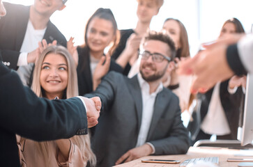 Fototapeta na wymiar handshake of business people at a meeting in the office