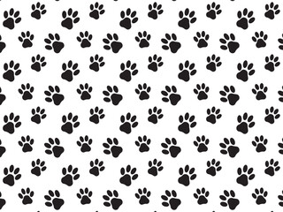 Dog Paw and Cat paw foot Seamless Pattern vector print isolated white background 