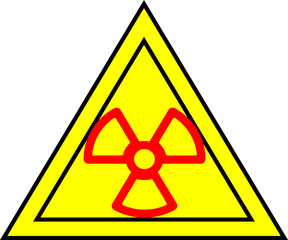 Nuclear, area danger symbol with radiation, sign indicates radioactive area. red triangle with high visibility yellow interior. svg vector graphics