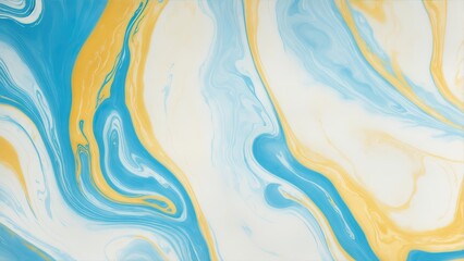 Fototapeta na wymiar Yellow and blue color with golden lines liquid fluid marbled texture background