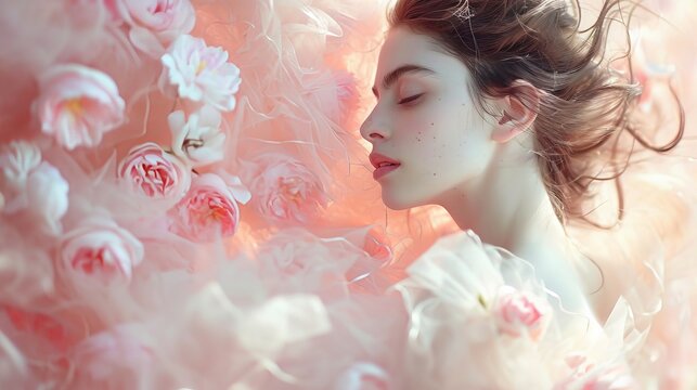 Fototapeta Ethereal portrait of a young woman