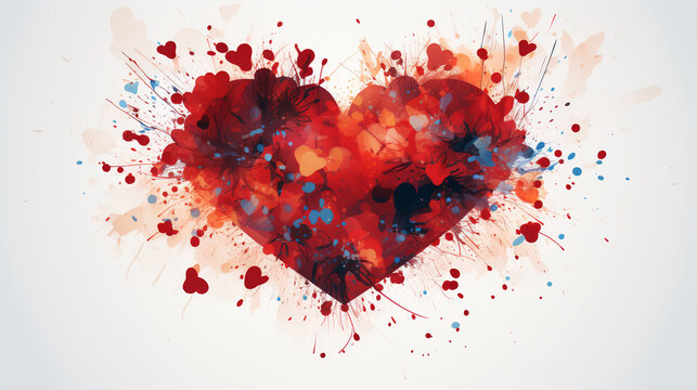 watercolor heart. Abstract painting background. Watercolor heart shape.