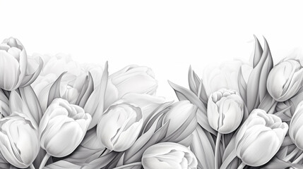 Spring flowers. Yellow tulips on white background. Floral. Watercolor illustration.