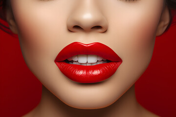 Passionate red lips,macro photography