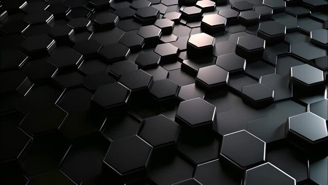 Hexagonal Shapes on Black Background - Abstract Geometric Design
