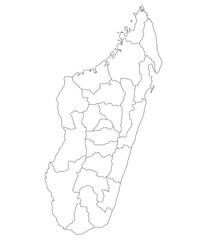 Madagascar map. Map of Madagascar in administrative provinces in white color