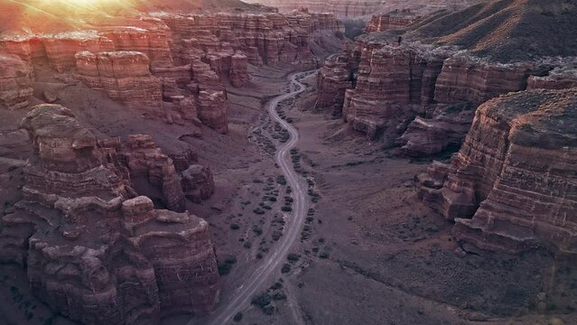 Charyn. Kazakhstan. Charyn canyon aerial video from a quadcopter.