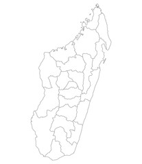 Madagascar map. Map of Madagascar in administrative provinces in white color