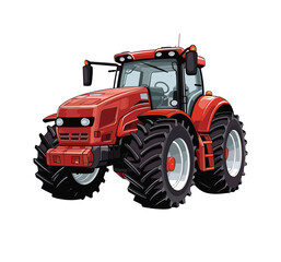 High detailed illustration of a farm tractor isolated on white background.	