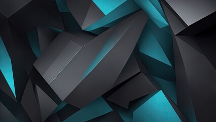Black and deep cyan abstract modern Geometric shapes background