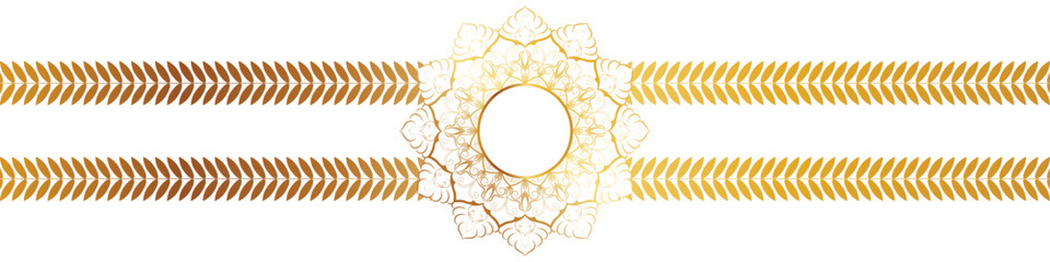 Circle golden mandala pattern for decorating married couple wedding cards.