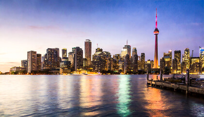 Evening Elegance: Skyline Views of Toronto at Dusk