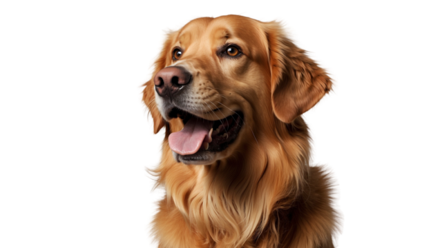 close-up isolated transparent portrait of a golden retriever  dog
