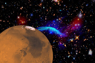 Mars and stars. The elements of this image furnished by NASA.